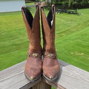 Masterson Boot CO BROWN Leather Deertan Chain J Toe WESTERN Boots Womens 7 M